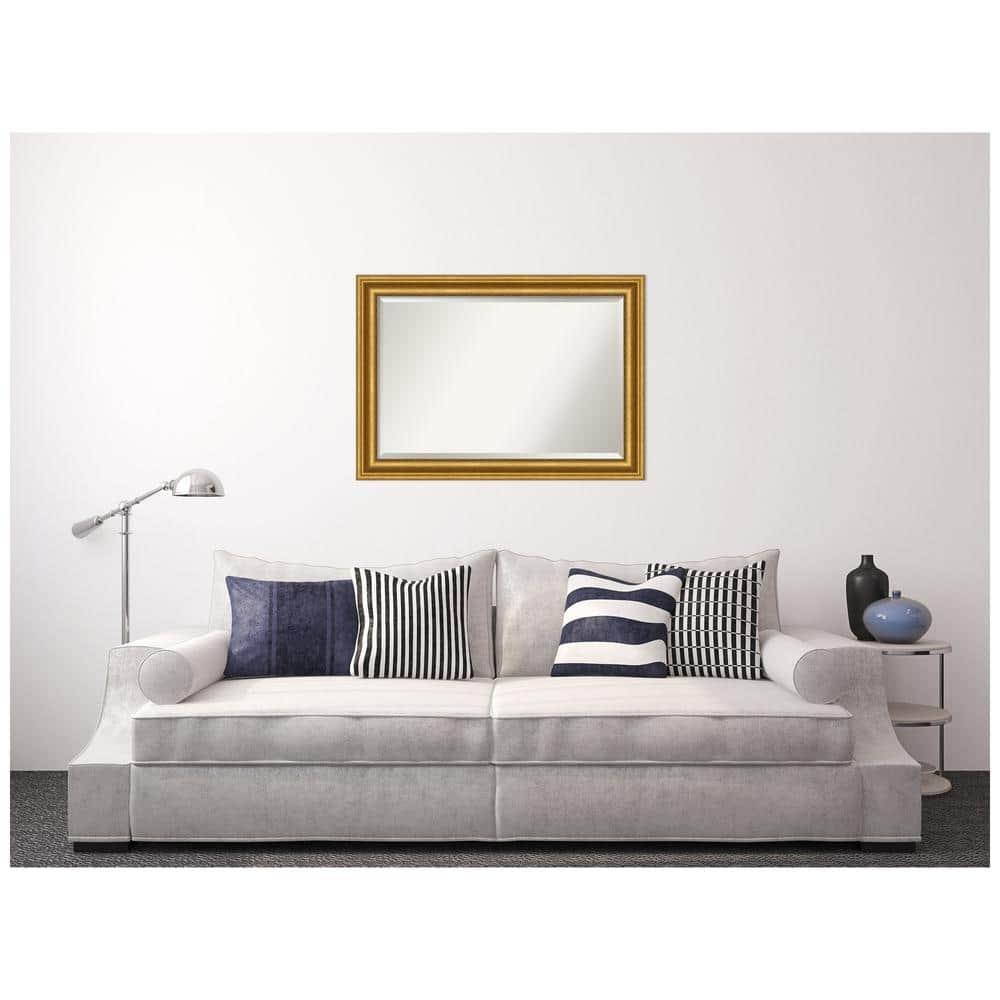 42"x30" Non-Beveled Parlor Gold Wall Mirror - Amanti Art: Modern Rectangle, Polystyrene Frame