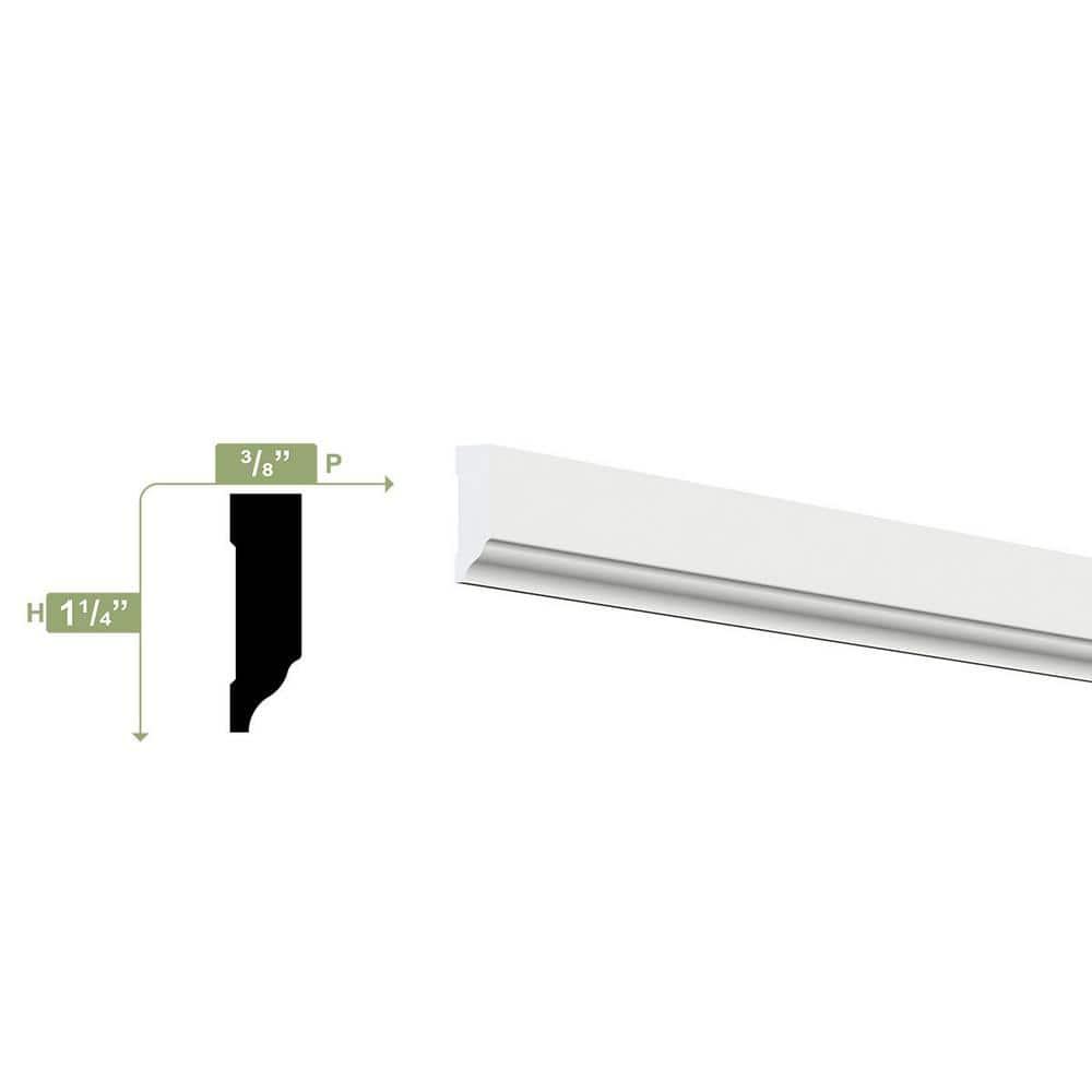 1.25'' H x 96'' W x 0.375'' D PVC Moulding