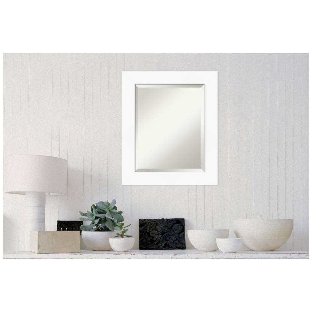 Amanti Art Beveled Bathroom Wall Mirror - Cabinet White Frame Outer Size: 21 x 25 in