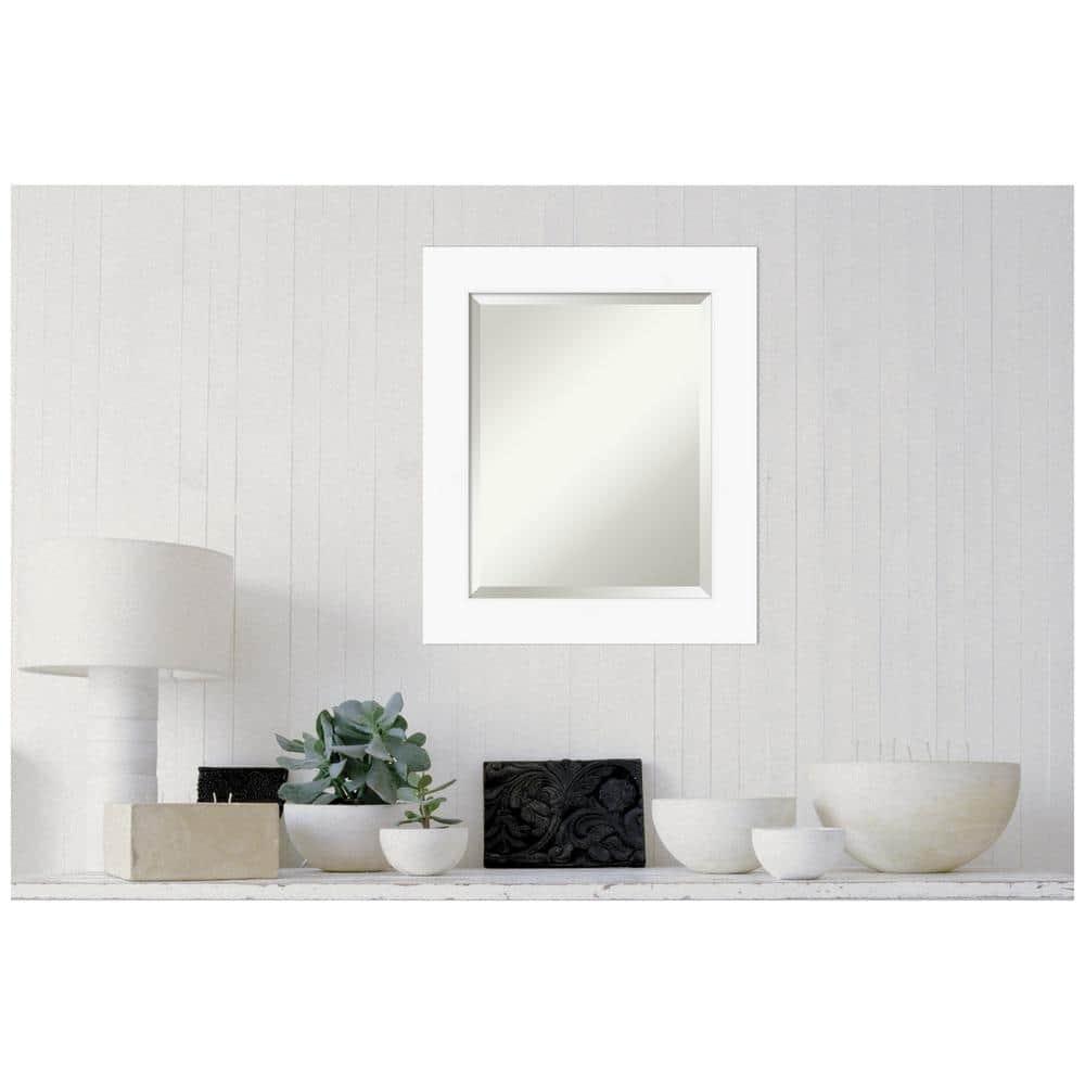 Amanti Art Beveled Bathroom Wall Mirror - Cabinet White Frame Outer Size: 21 x 25 in