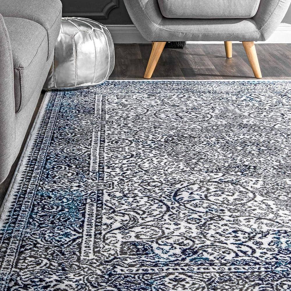 Nuloom Delores Oriental/Persian 9x12 Indoor Area Rug for Living Room Bedroom Dining Room Kitchen, Blue/Ivory
