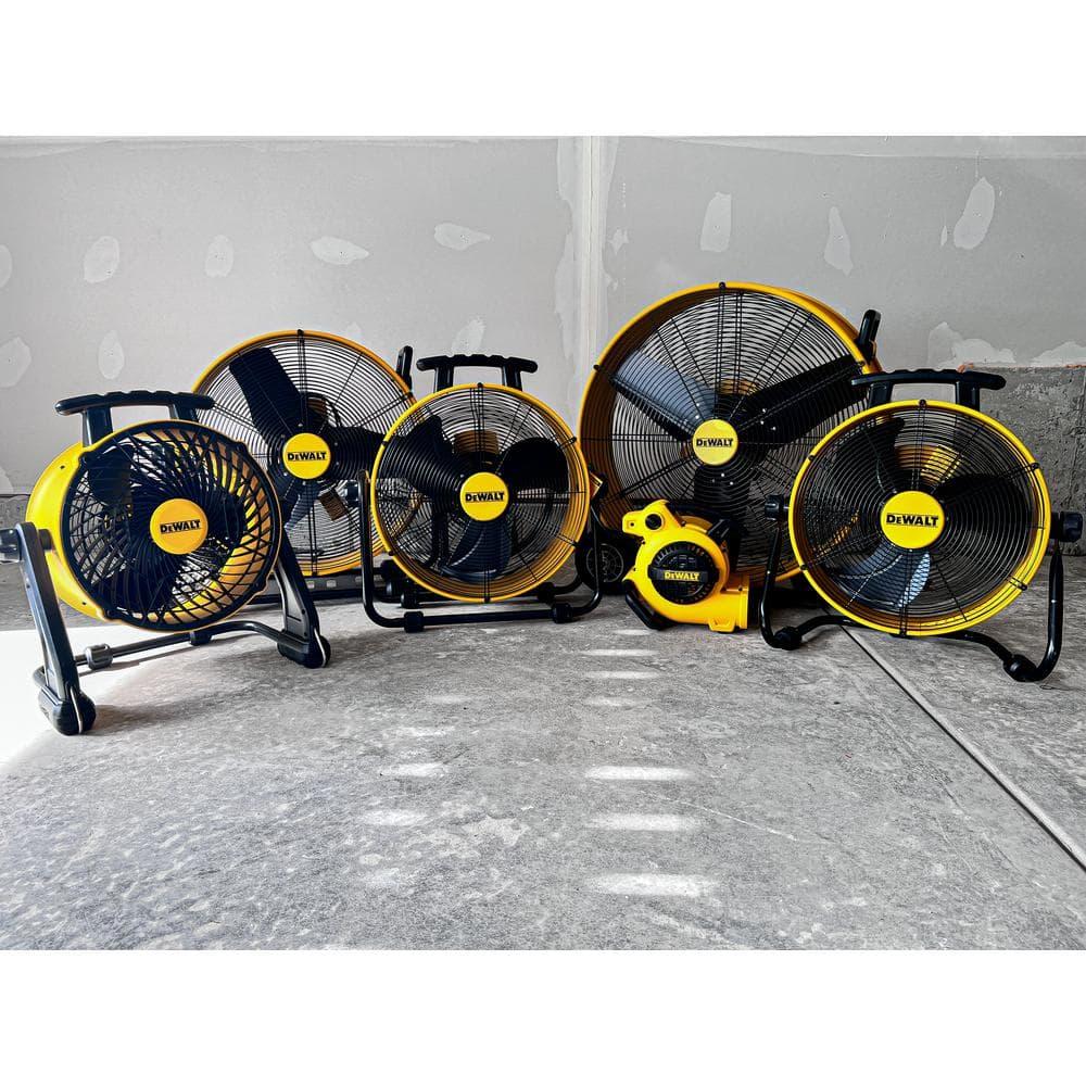 Yellow High-Velocity 30" Industrial Drum Floor Fan with Metal Blades