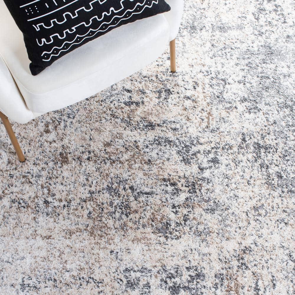 Aston ASN705 Power Loomed Indoor Area Rug - Ivory/Grey - 6'7"x6'7" - Safavieh