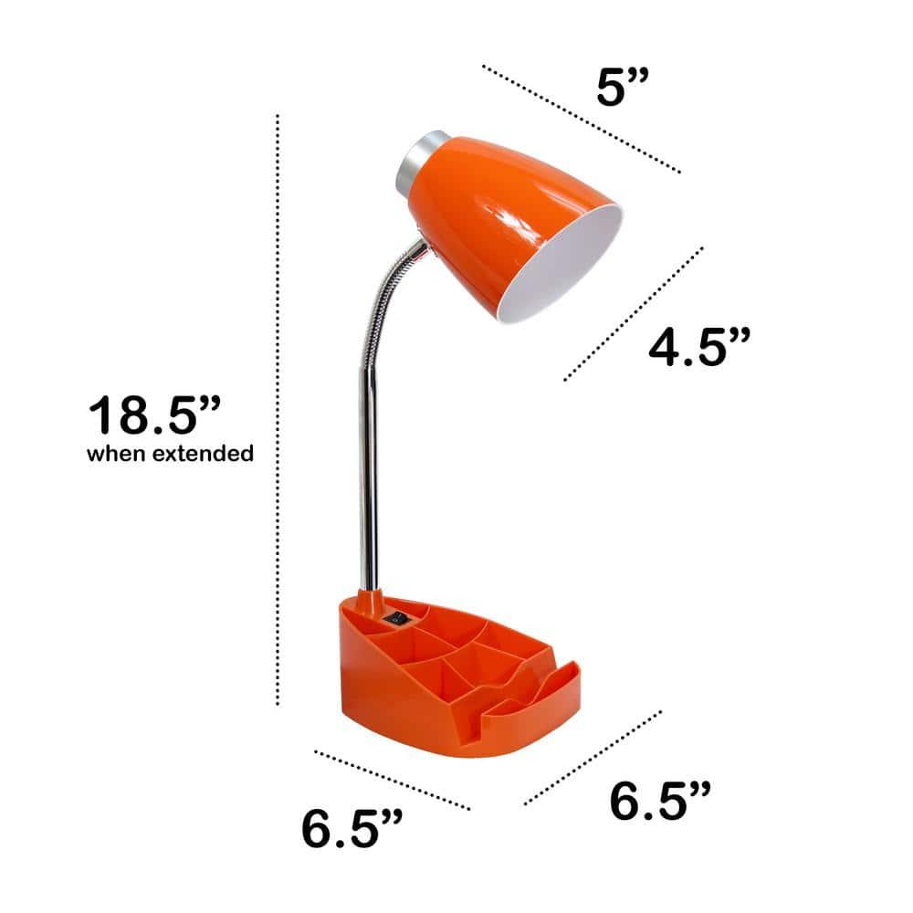 Creekwood Home 18.5" Flexible Gooseneck Organizer Desk Lamp with Phone/iPad/Tablet Stand Orange