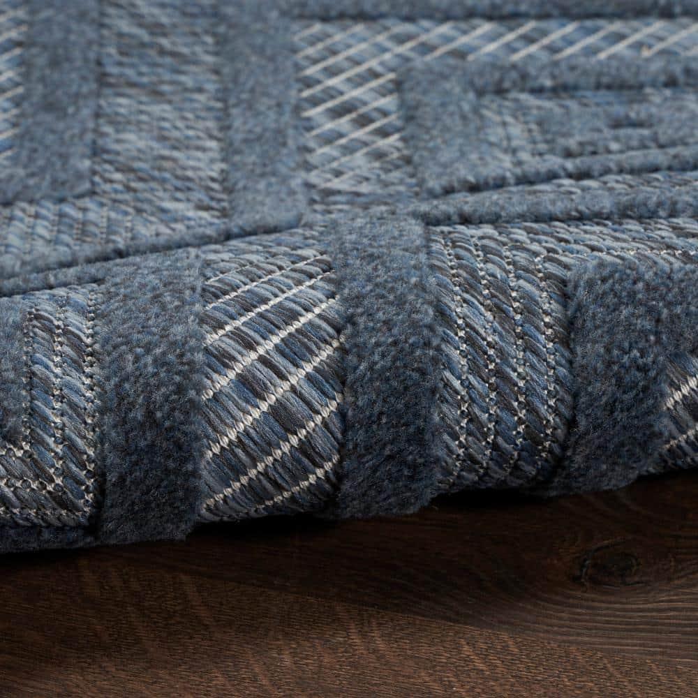 Foundry Select Versatile Diamond Navy Blue Indoor/Outdoor Area Rug