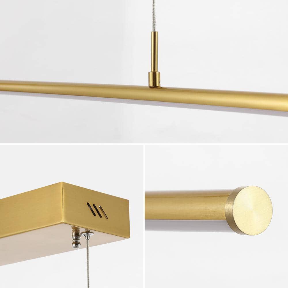 JONATHAN Y JYL7023C Conley 39.5" Adjustable Integrated LED Metal Linear Pendant, Brass Gold for Kitchen, Dining Room, Living Room