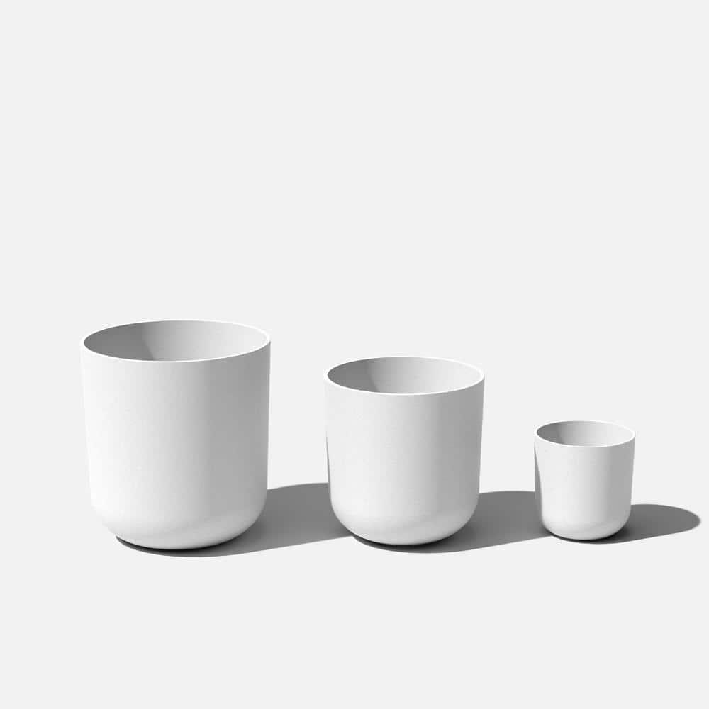 Veradek Kona Series Bundle - Three Piece Set of Plastic-Stone Planters - White