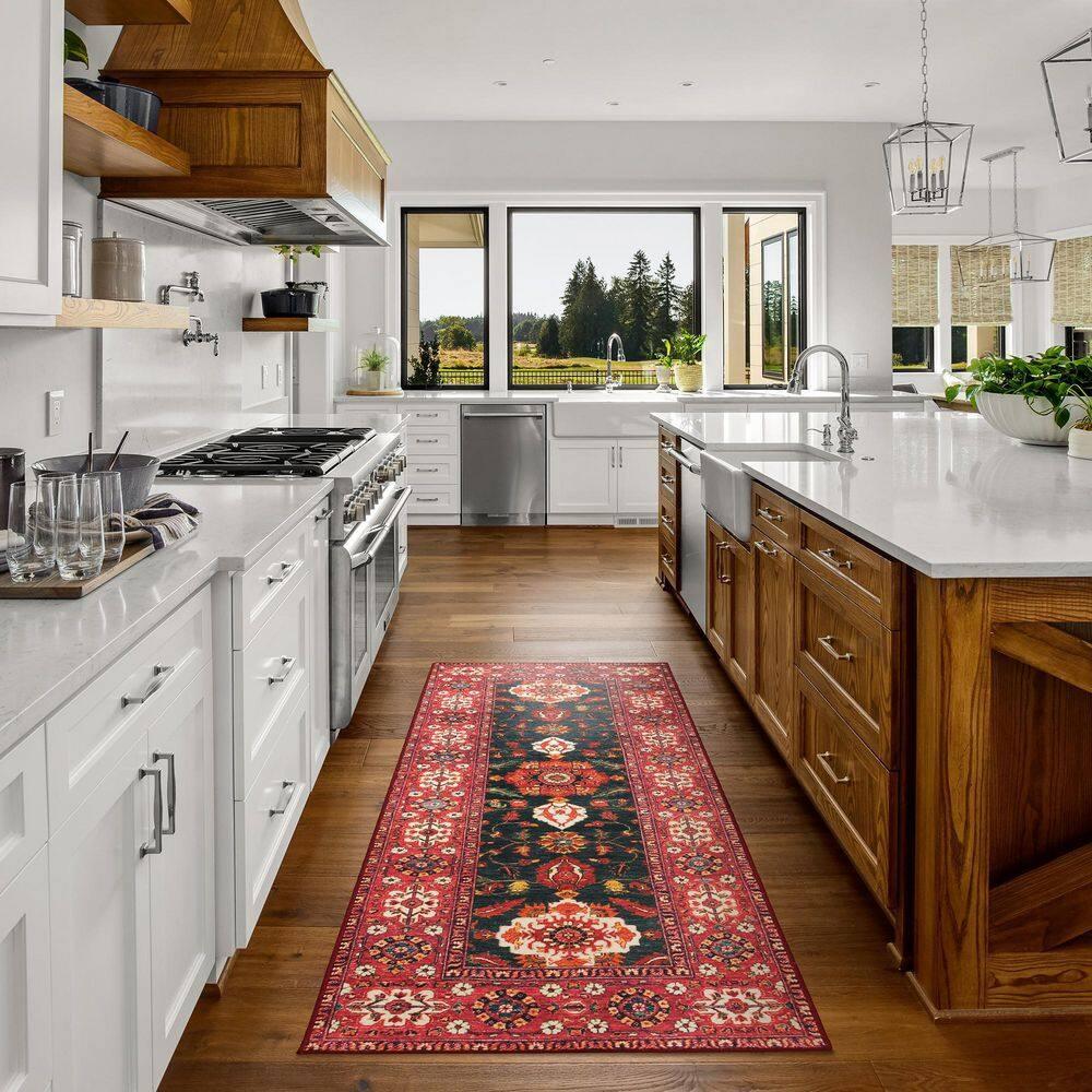 My Magic Carpet Ramage Indigo Oriental Flatweave Red/Black Area Rug