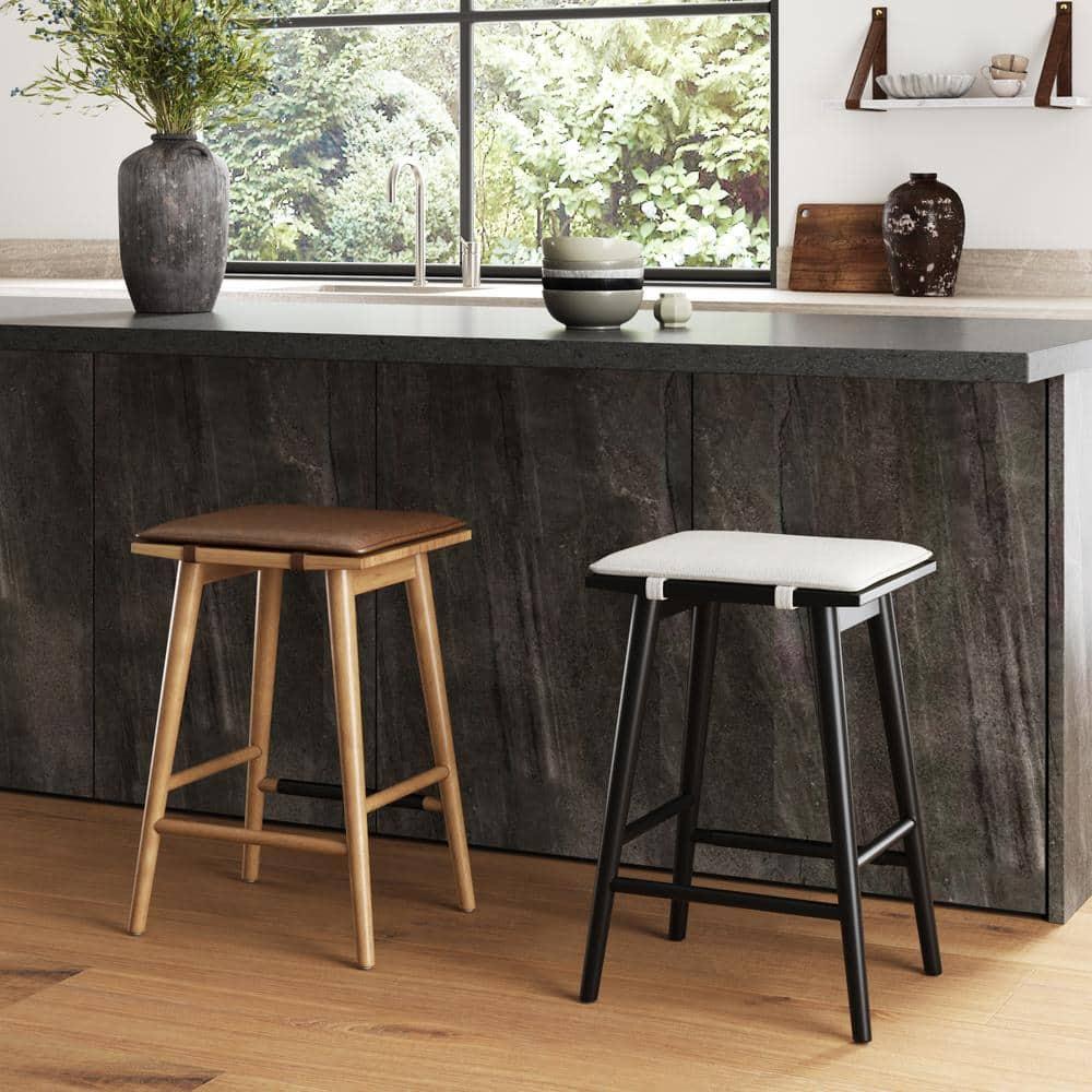 Nathan James Barker Upholstered Counter Stool with Solid Wood Frame