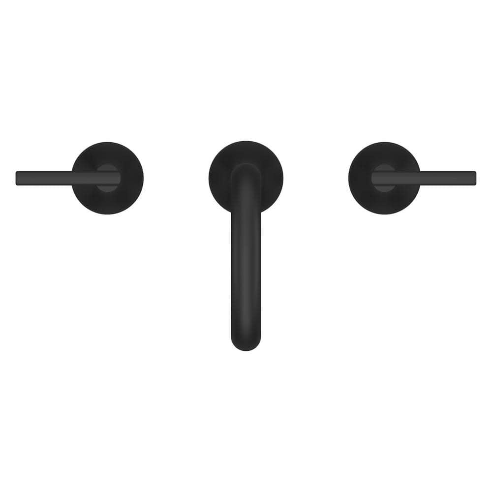 Vedra 8 in. Widespread Double Handle High Arc Bathroom Faucet with Drain Kit Included in Matte Black