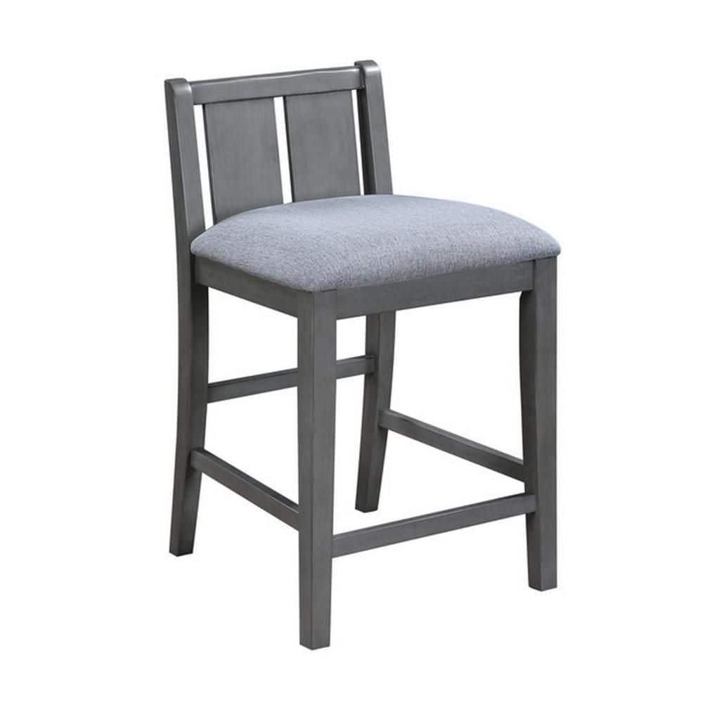 Benjara Ham 3 Piece Counter Height Compact Dining Table, Chair Set, Gray Wood