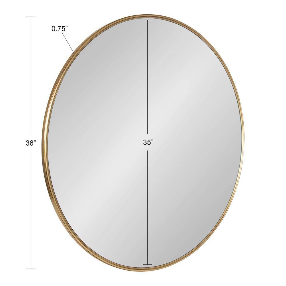 36" x 36" Caskill Round Framed Decorative Wall Mirror Gold - Kate & Laurel All Things Decor
