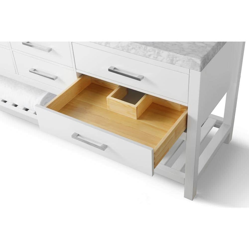 Elizabeth 72'' White Double Vanity with Carrara Marble Top