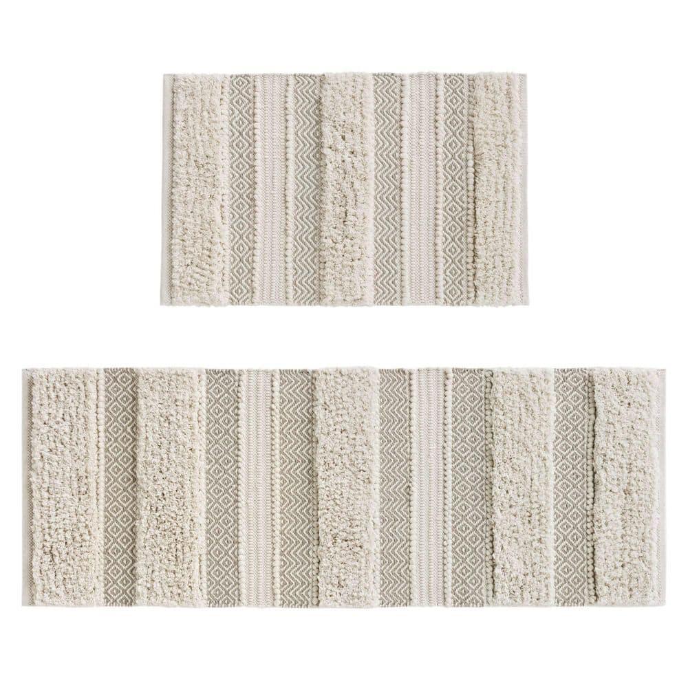INK+IVY Asher Cotton Blend Bath Rug with Non-Slip Backing