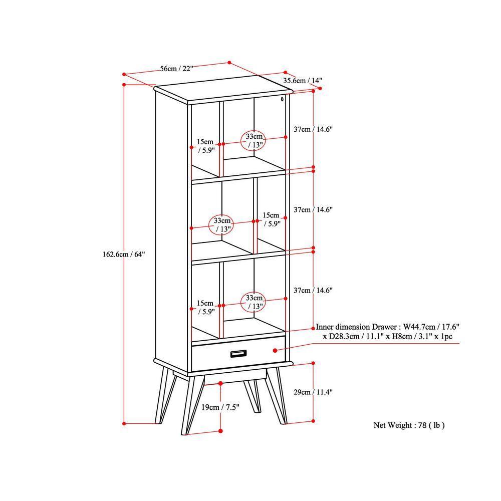 Simpli Home Draper Storage Bookcase