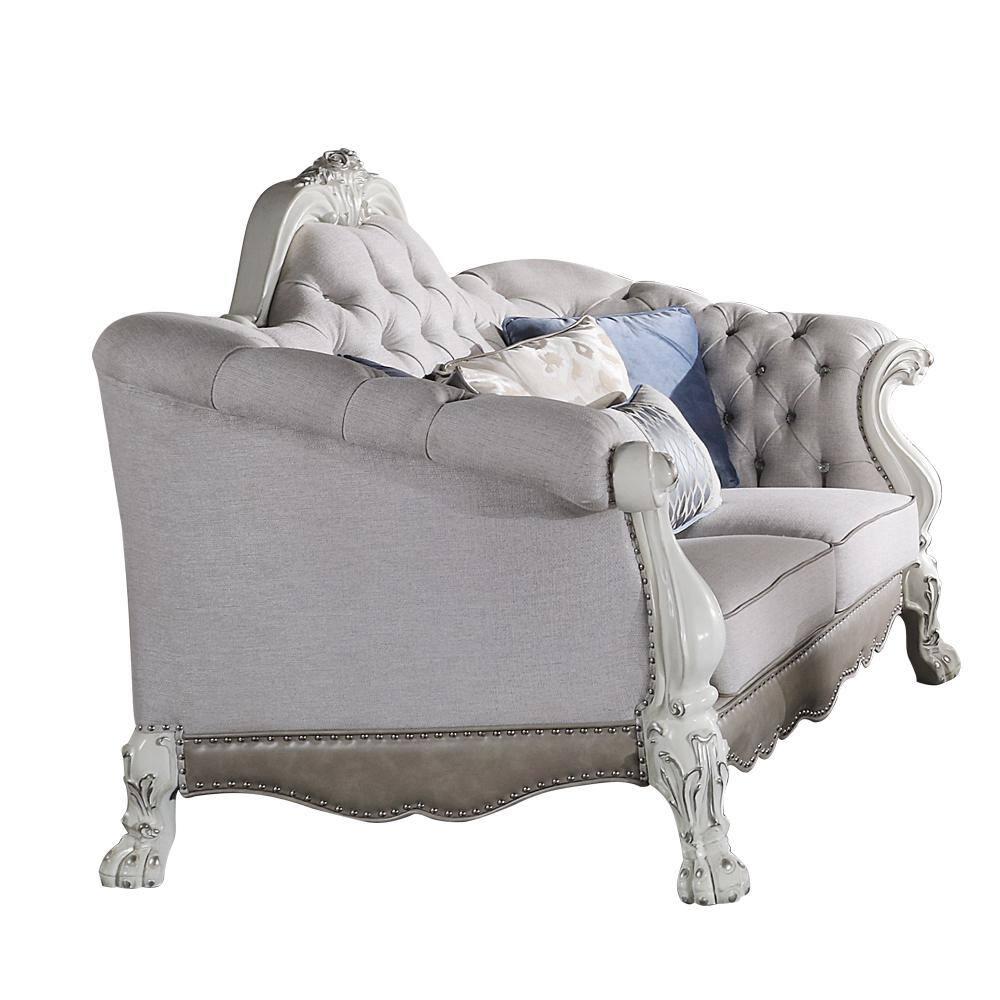95" Dresden Sofa Synthetic Leather, Plush Seating & Carved Accents - Acme Furniture