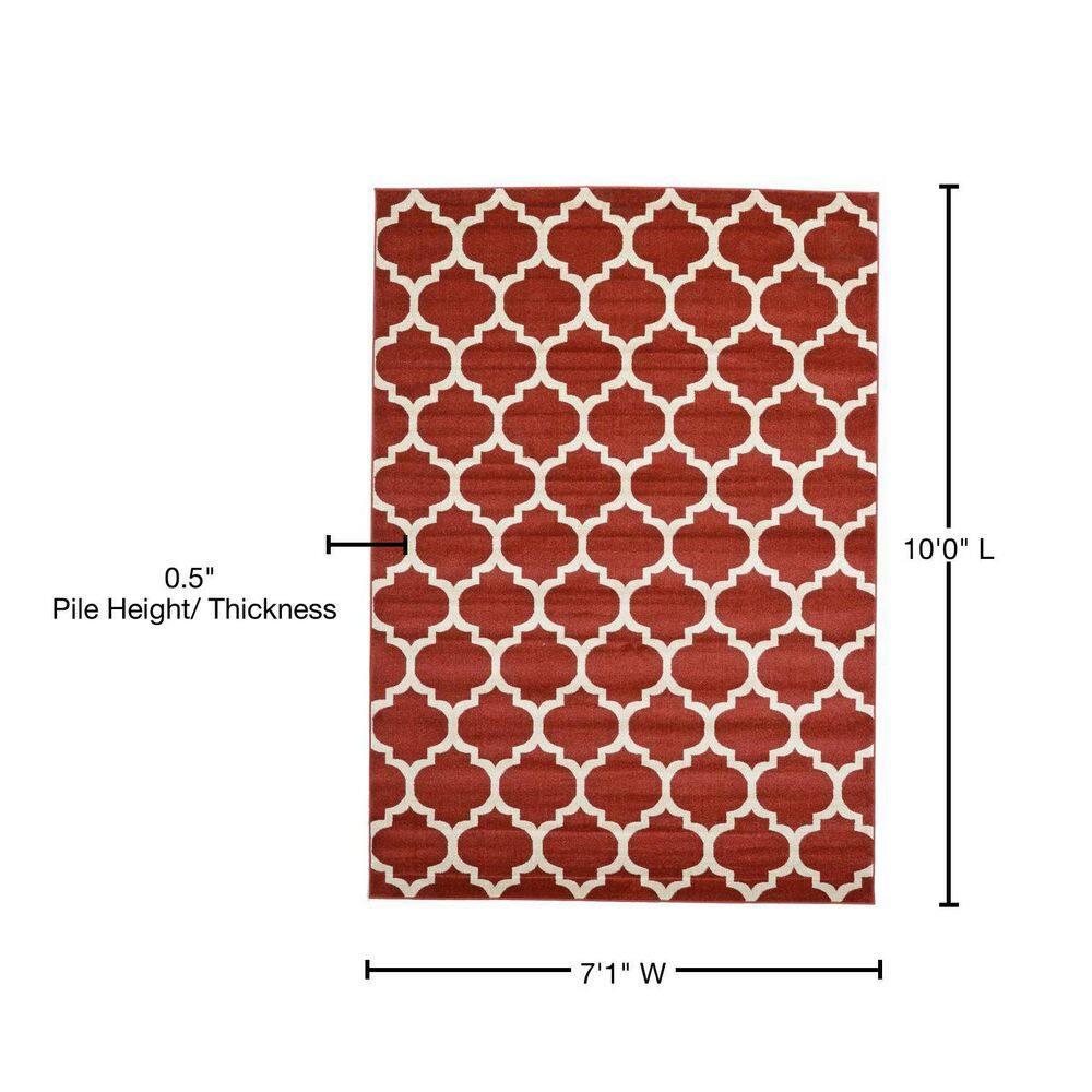 Unique Loom 7' 1 x 10' 0 Trellis Philadelphia Dark Terracotta Area Rug