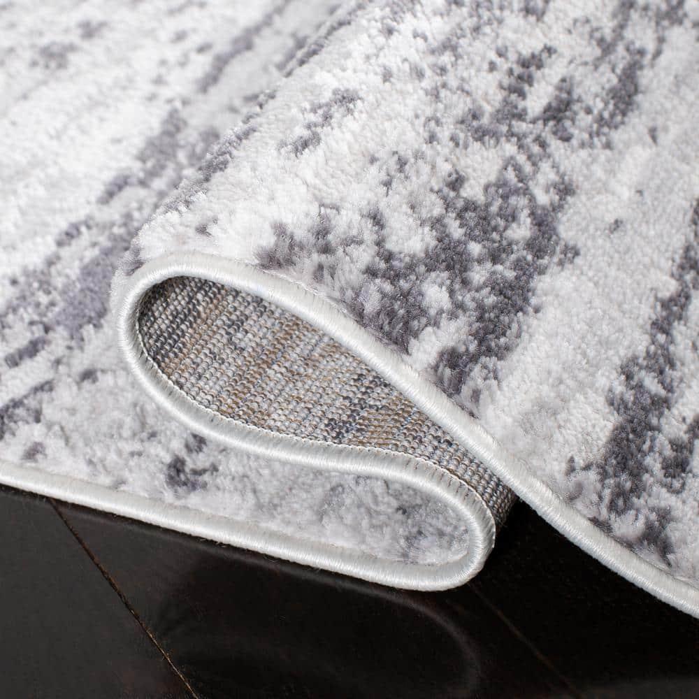 SAFAVIEH Amelia Lester Abstract Distressed Area Rug, Light Grey/Charcoal, 9' x 12'