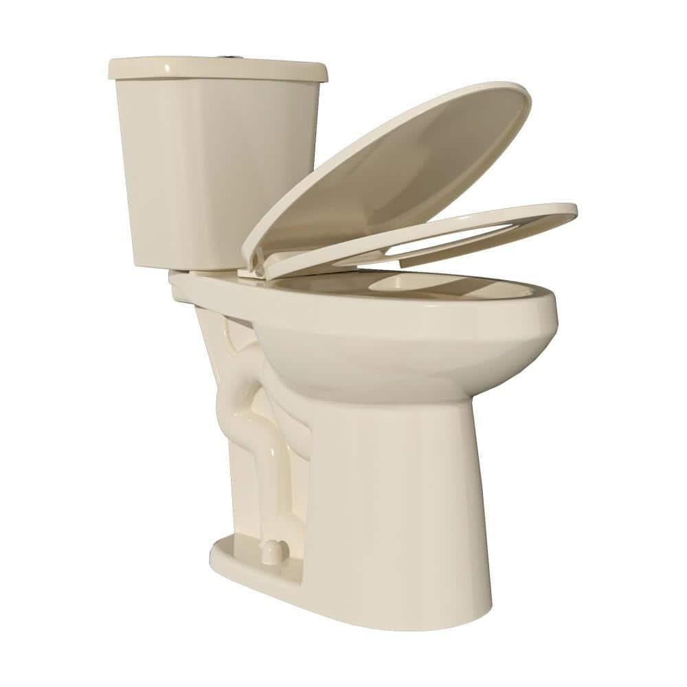 Extra Tall Toilet 21 in. 1.1/1.6 GPF Dual Flush Elongated Tall 2-Piece Toilet in Bone with Quiet-Close Seat for Seniors