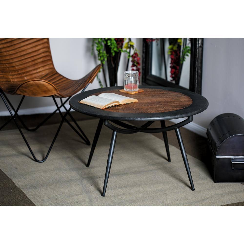 Wood and Iron Coffee Table Gray - Olivia & May: Mid-Century Modern, Oil Rubbed Finish, Tapered Legs