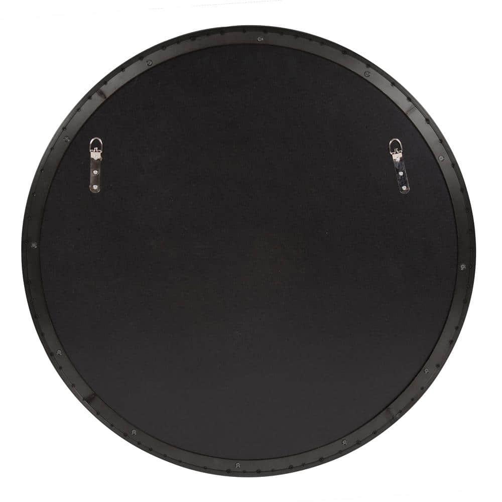 Howard Elliott 30" Round Stainless Steel Framed Vanity Mirror Brushed Black