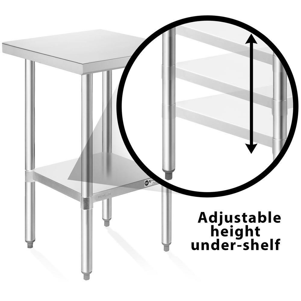 Stainless Steel Table with Undershelf. Metal Prep Table. NSF.
