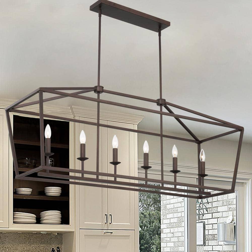 Vanity Art 6 Lights 14.96" Kitchen Living Room Island Linear Pendant Chandelier Modern Hanging Light