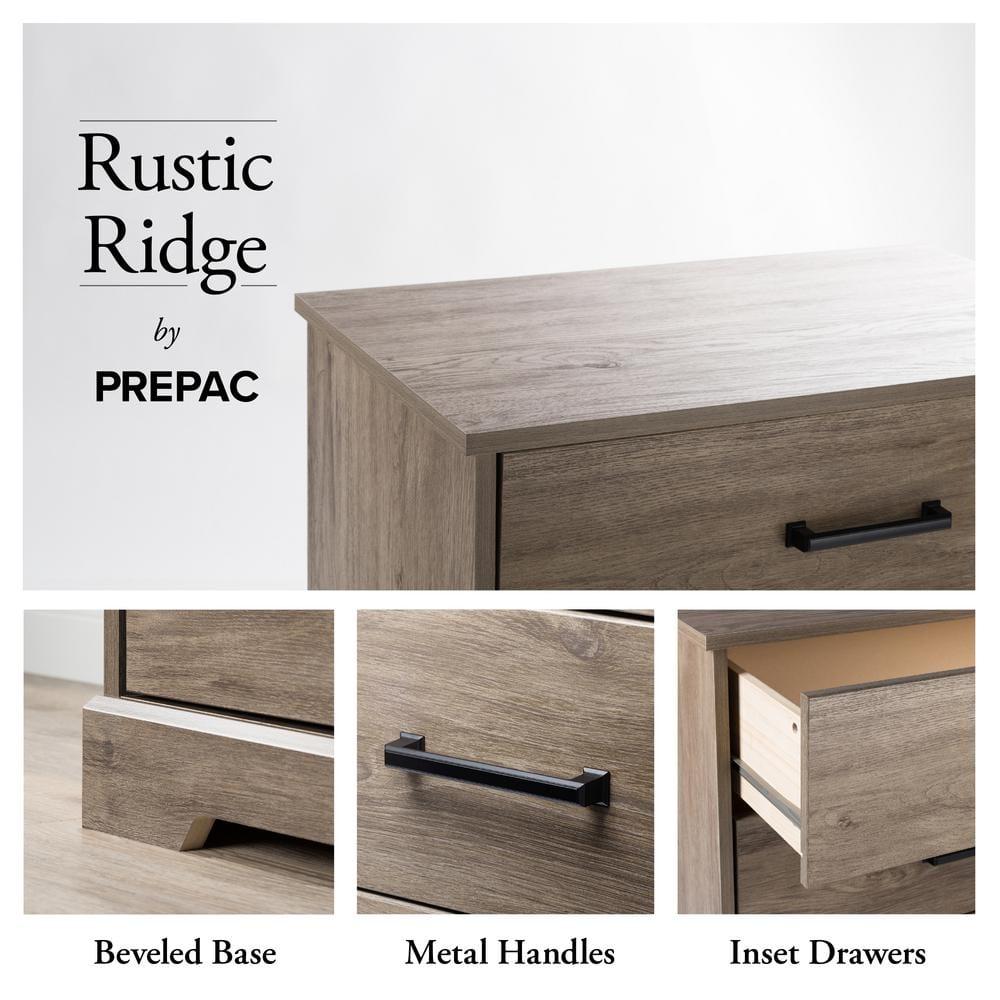 Prepac Rustic Ridge Farmhouse 6 Drawer Bedroom Dresser Brown
