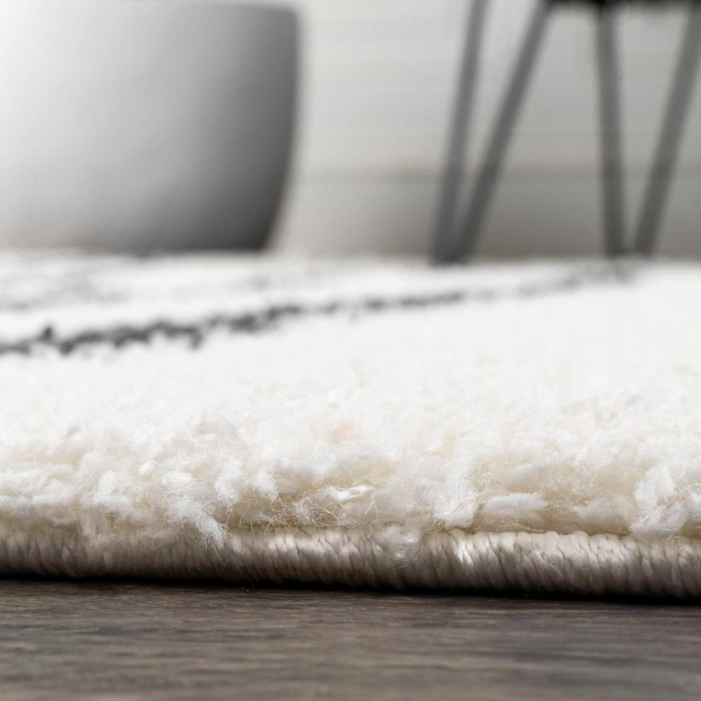 3'x5' Alaro Berber Stripe Shag Area Rug, White/Black - JONATHAN Y