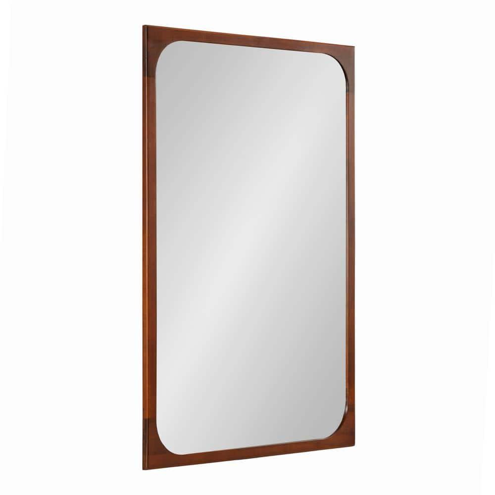 Kate & Laurel All Things Decor 24"x36" Kenai Framed Wall Mirror Walnut Brown: Modern Rectangular Design, No Assembly Required