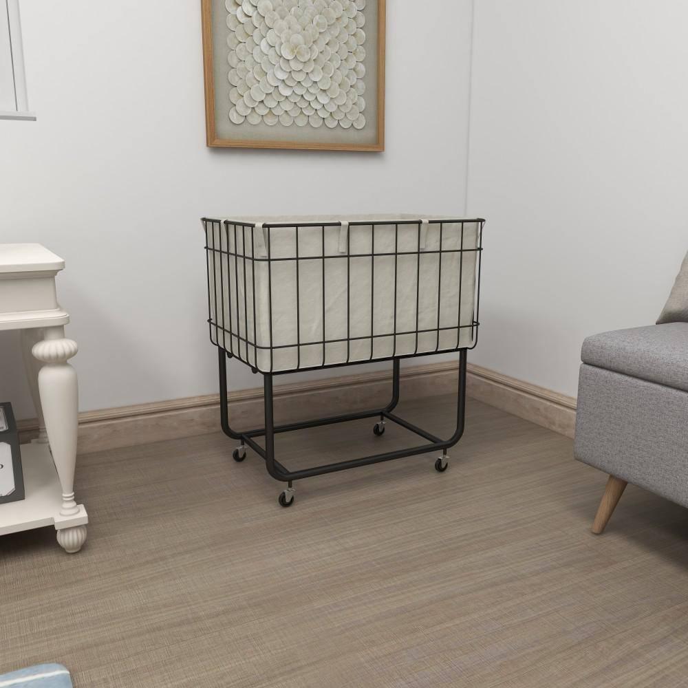 Joss & Main Metal Deep Set Wire Basket Storage Cart with Wheels and Fabric Lining & Reviews | Joss & Main