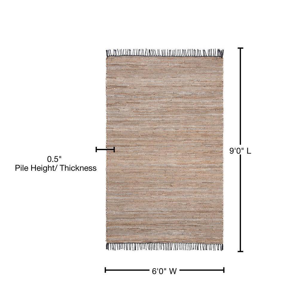 Vintage Leather VTL203 Hand Woven Indoor Area Rug - Beige - 6'x9' - Safavieh