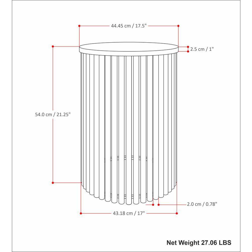 Simpli Home Demy 18"W Genuine Marble Industrial End Table with Slatted Metal Base, Assembled