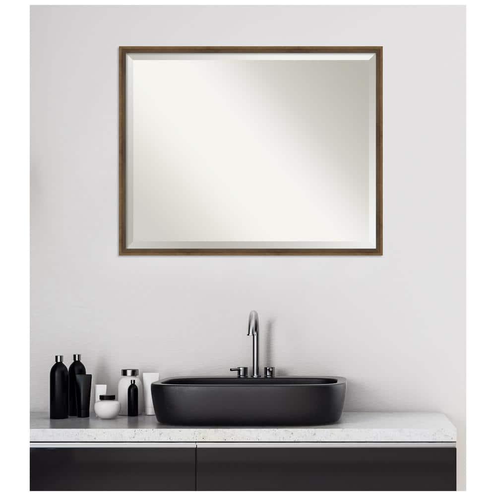 29" x 23" Bronze Beveled Wood Bathroom Vanity Mirror