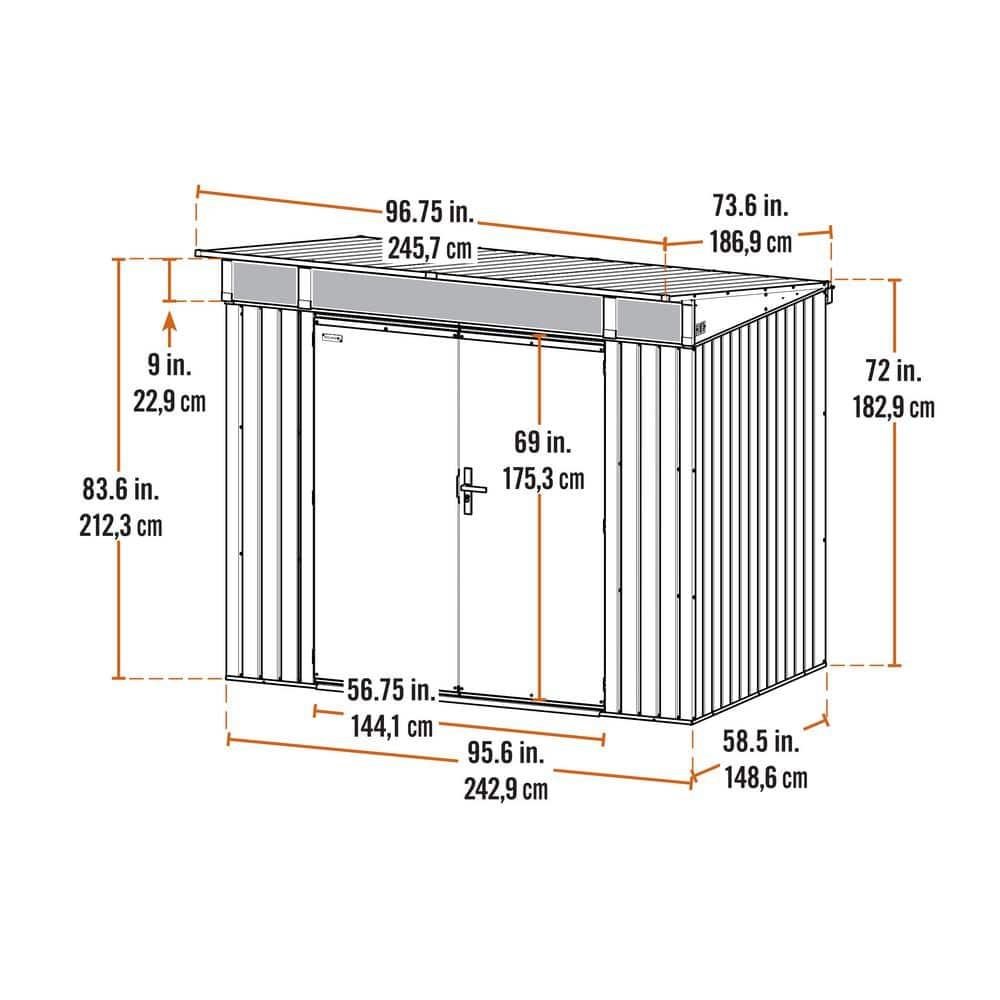 Arrow Sojag 5 ft. W x 8 ft. D Metal Vertical Storage Shed