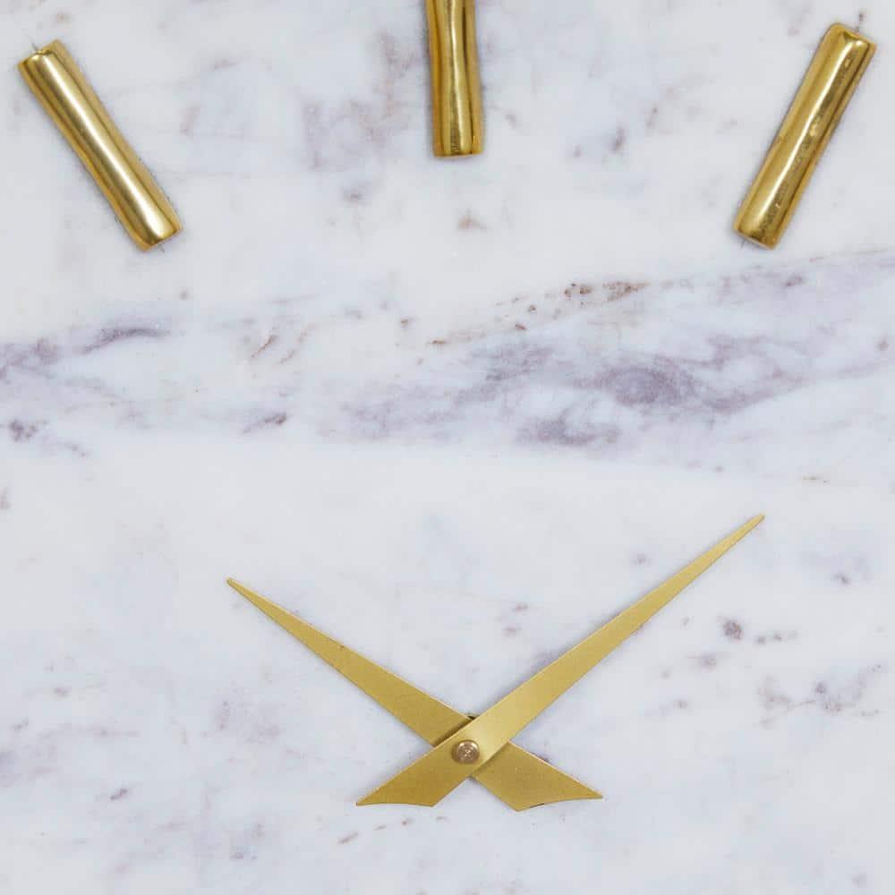 CosmoLiving by Cosmopolitan Marble Decorative Wall Clock with Gold Metal Accents