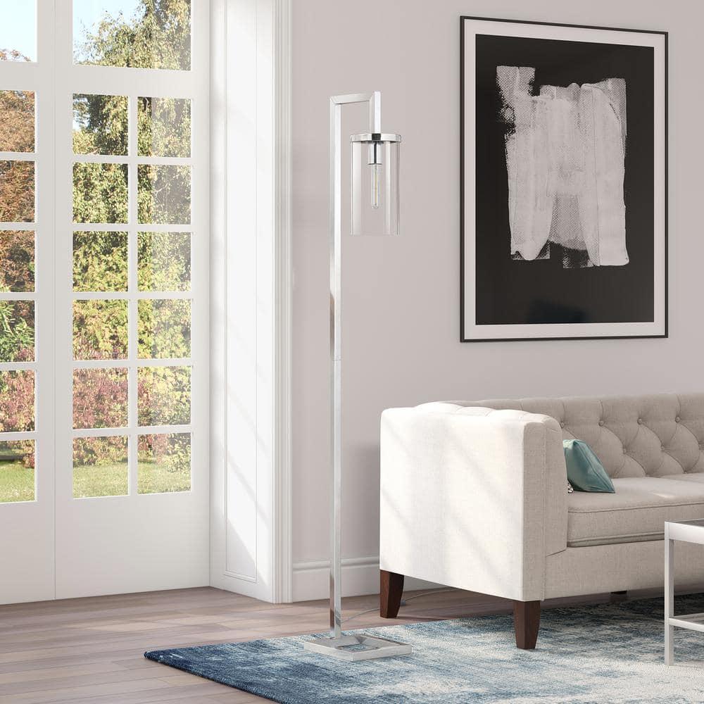Evelyn&Zoe Modern Metal Floor Lamp with Clear Glass Shade