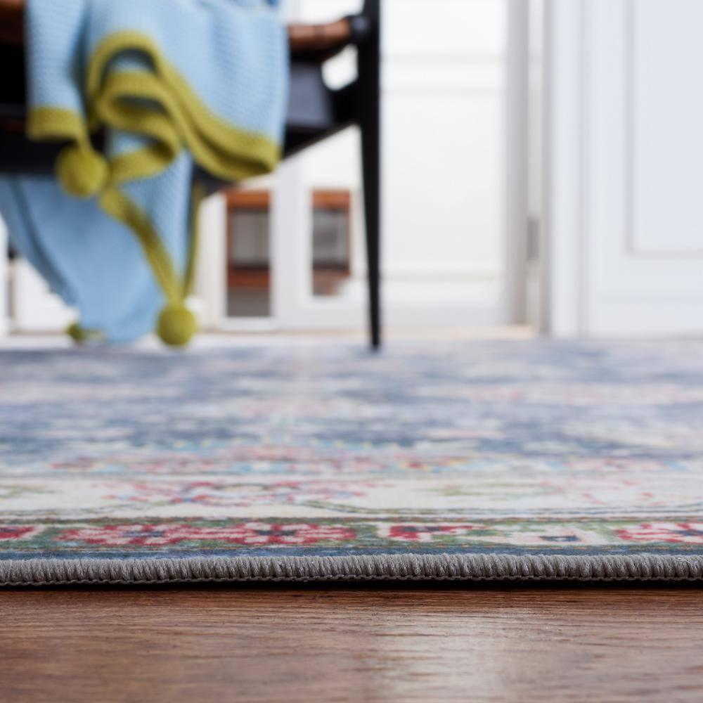 Tucson TSN196 Power Loomed Machine Washable Area Rug - Navy/Beige - 6' Round - Safavieh.