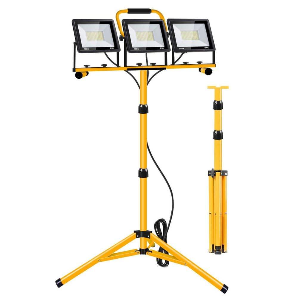 21000 Lumen Work Lights with Stand，3 Adjustable Head LED Work Light, with Adjustable and Foldable Tripod Stand, Waterproof Lamp with Individual Switch with 6500 Kelvin Color Temperature