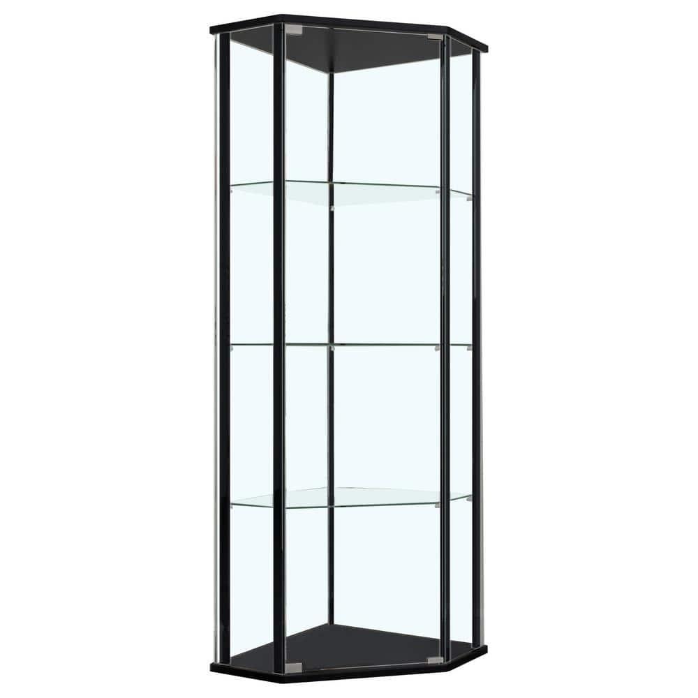 Coaster Zenobia Modern Glass Shelf Curio Cabinet Clear and Black