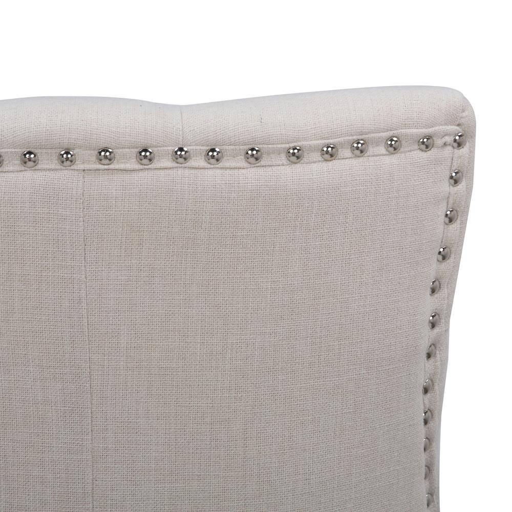 Upholstered Wingback Button Tufted Dining Chair, Beige