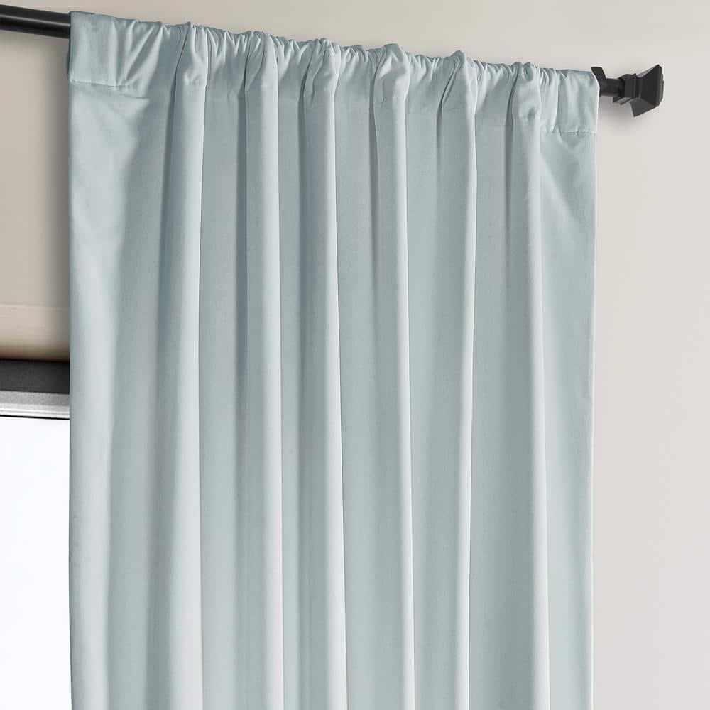 Half Price Drapes Aquarius Blue Heritage Plush Velvet Room Darkening Curtains (1 Panel), 50W X 108L