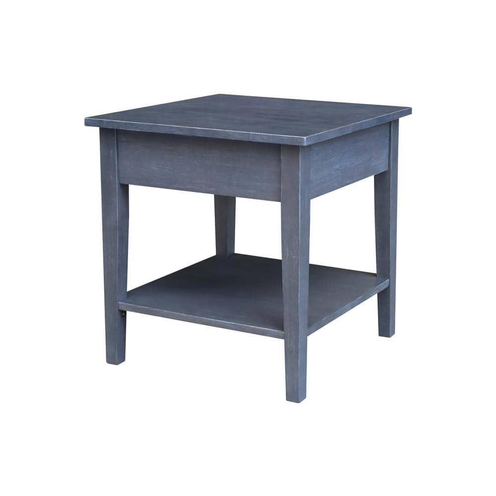 International Concepts Spencer End Table Antique Washed Heather Gray: Modern Square Hardwood Side Table, 25" High
