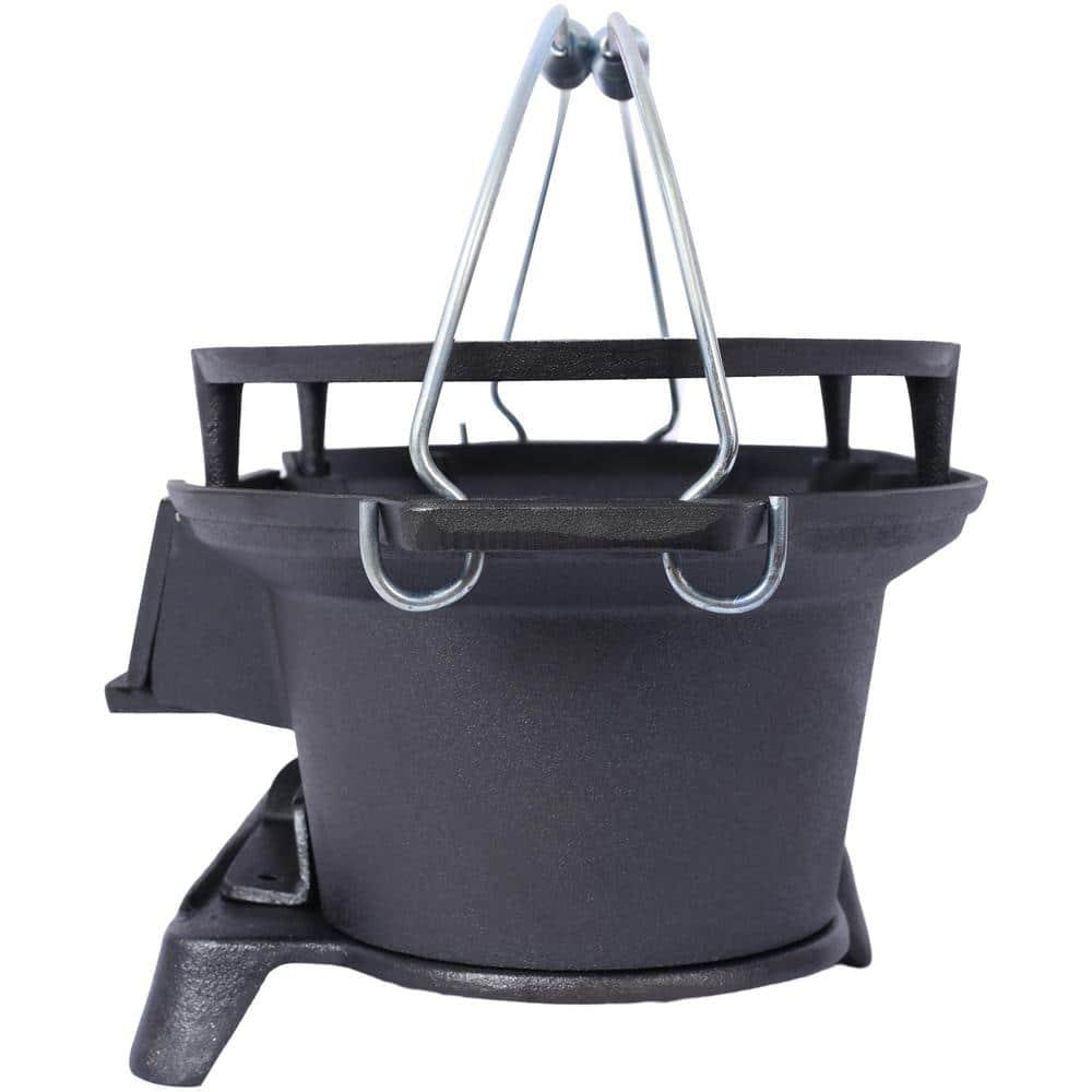 Cast Iron Hibachi Grill – Portable Charcoal BBQ for Outdoor Cooking, Durable Tabletop Skillet, Compact Camping Charcoal Cooker for Tailgating, Picnics & Hunting (Oval)