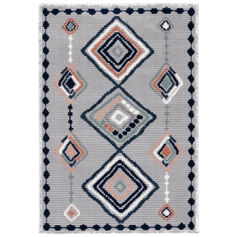 Marrakesh MRK616 Power Loomed Area Rug - Gray/Blue Rust - 5'3"x7'6" - Safavieh.