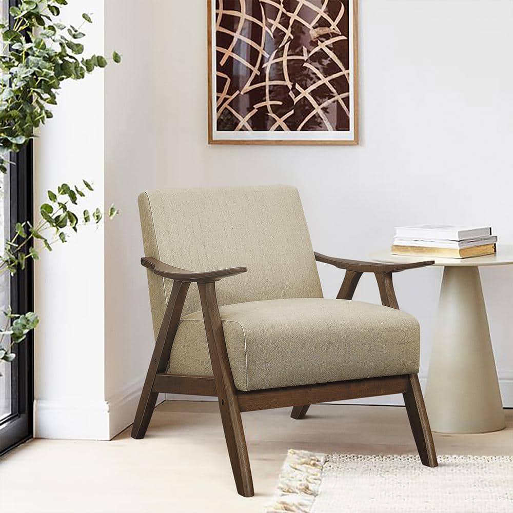 Lexicon Damala Collection Retro Inspired Wood Frame Accent Chair, Light Brown