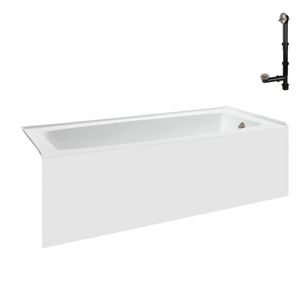 Streamline 60 in. x 30 in. Acrylic Right-Hand Drain Alcove Bathtub in Glossy White With External Drain