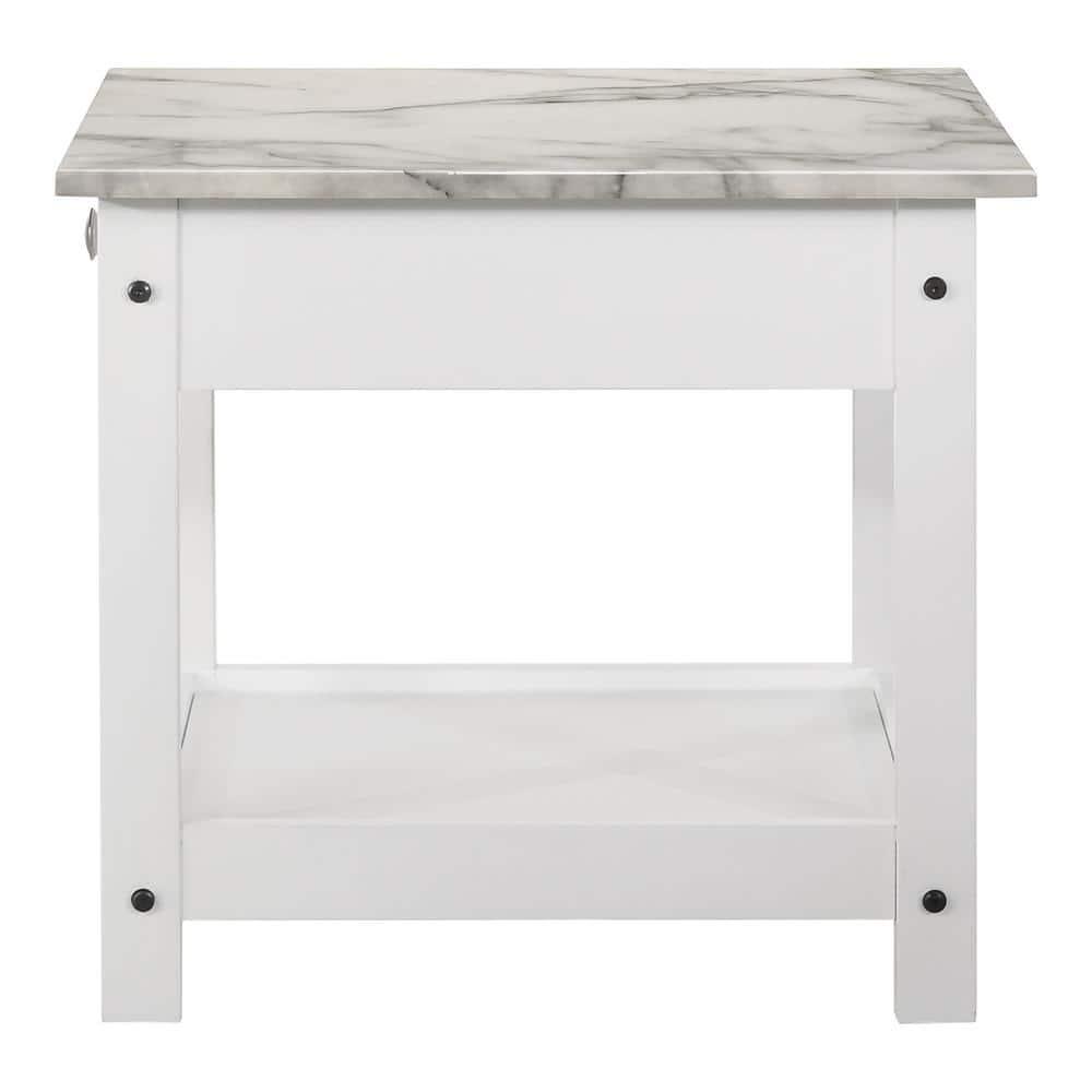 3pc Minsay Transitional Storage Table Set with Open Shelf & Drawer: White - HOMES: Inside + Out