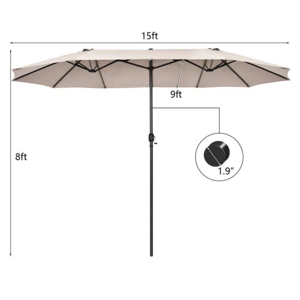 Latitude Run® 15 Feet Patio Double-Sided Umbrella With Hand-Crank System