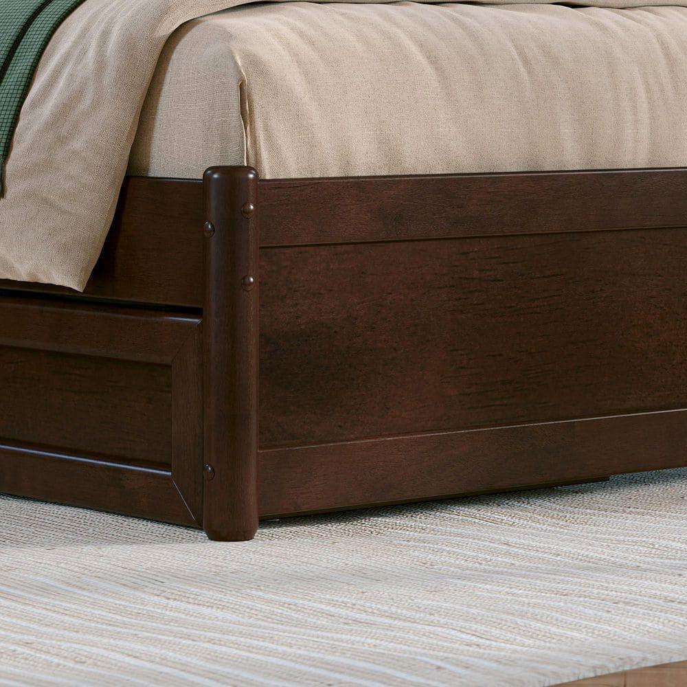 AFI Capri Full Solid Wood Platform Bed with Panel Footboard and Storage Drawers, Walnut